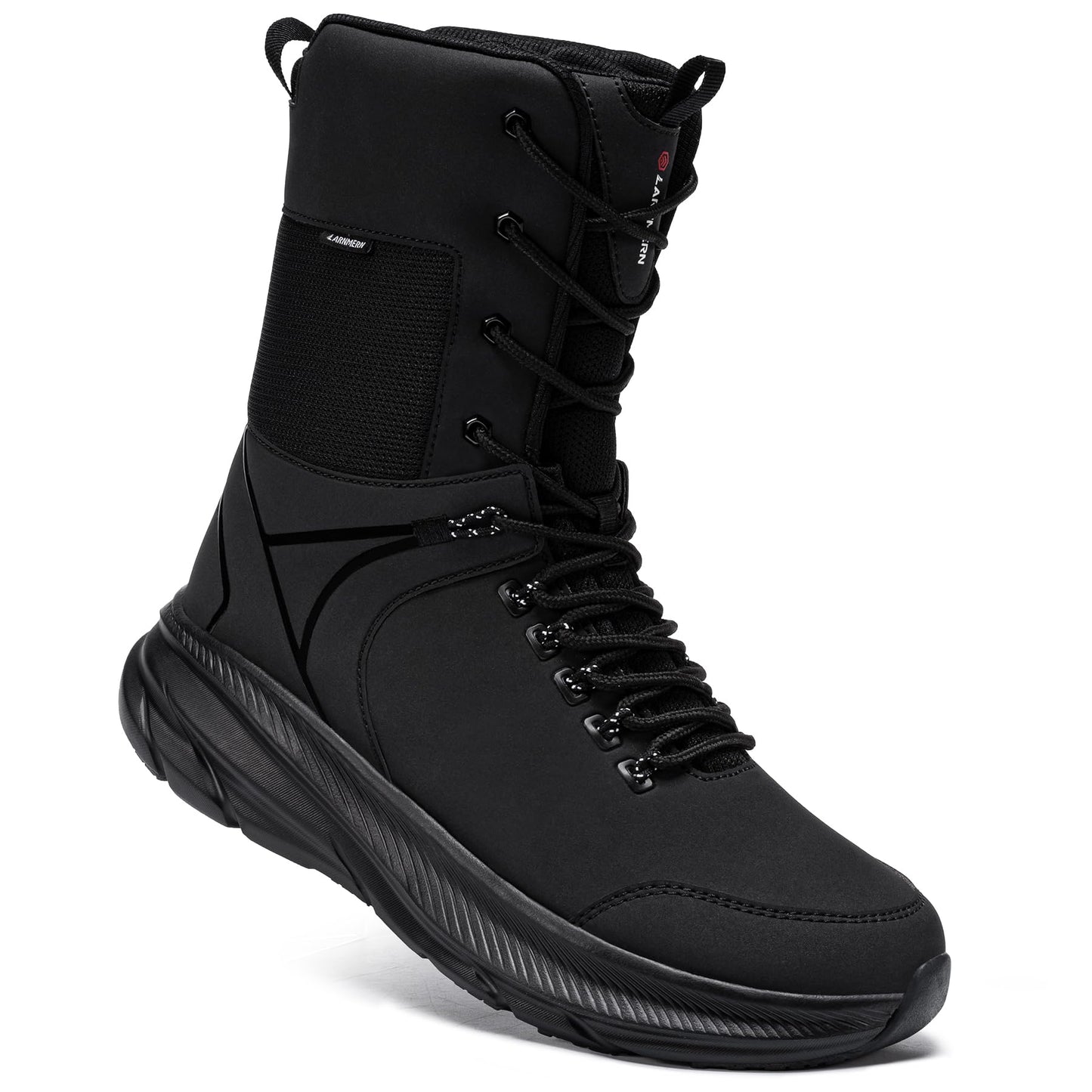 Jacē -Military Tactical Work Boots Men Lightweight Hiking Boots Slip Resistant 8 Inches Combat Sneakers Comfortable Motorcycle Boot(10.5 Men8 Inches-Leather-Black)