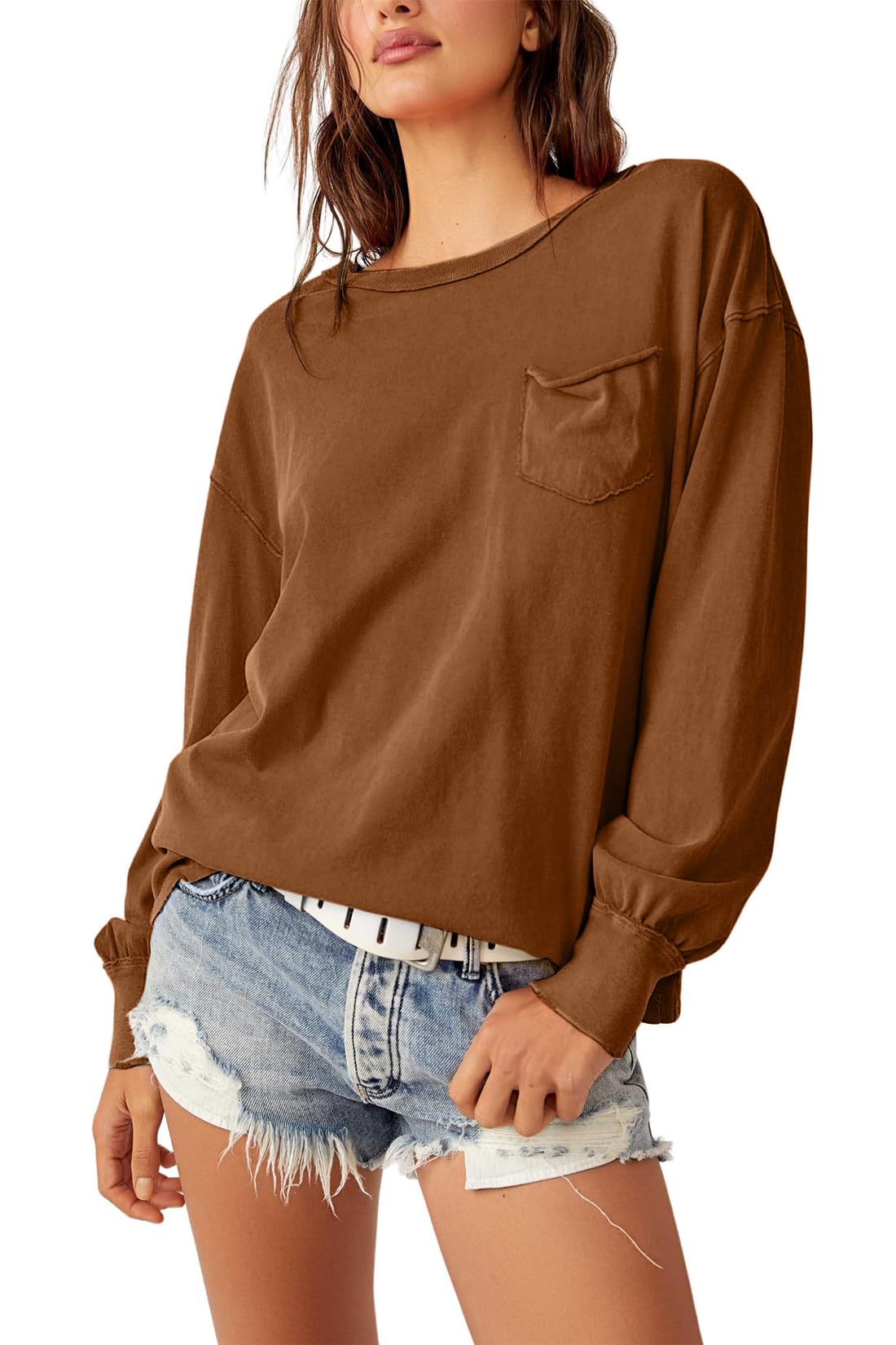 Jacē Casual Distressed Long Sleeve Tunic