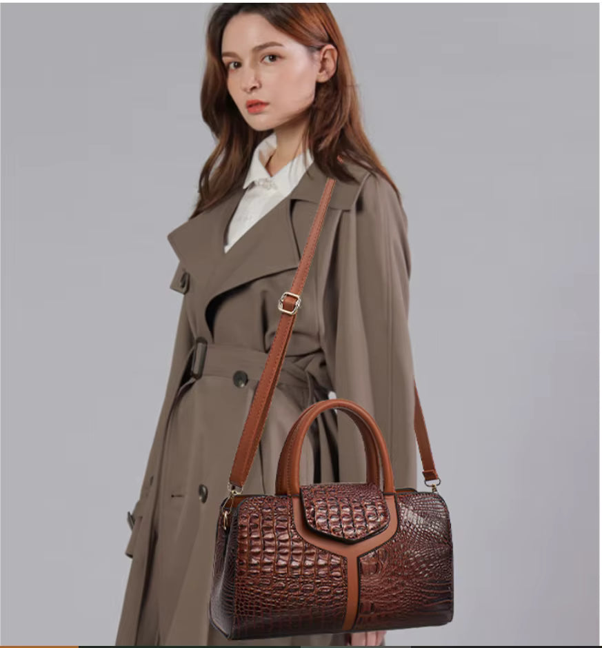 The Jacē Croc-Embossed Empress Satchel