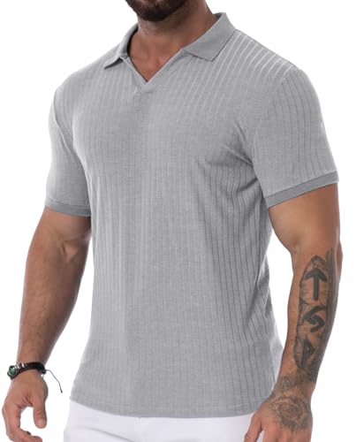 Jacē Men's V-Neck Striped Polo Tee