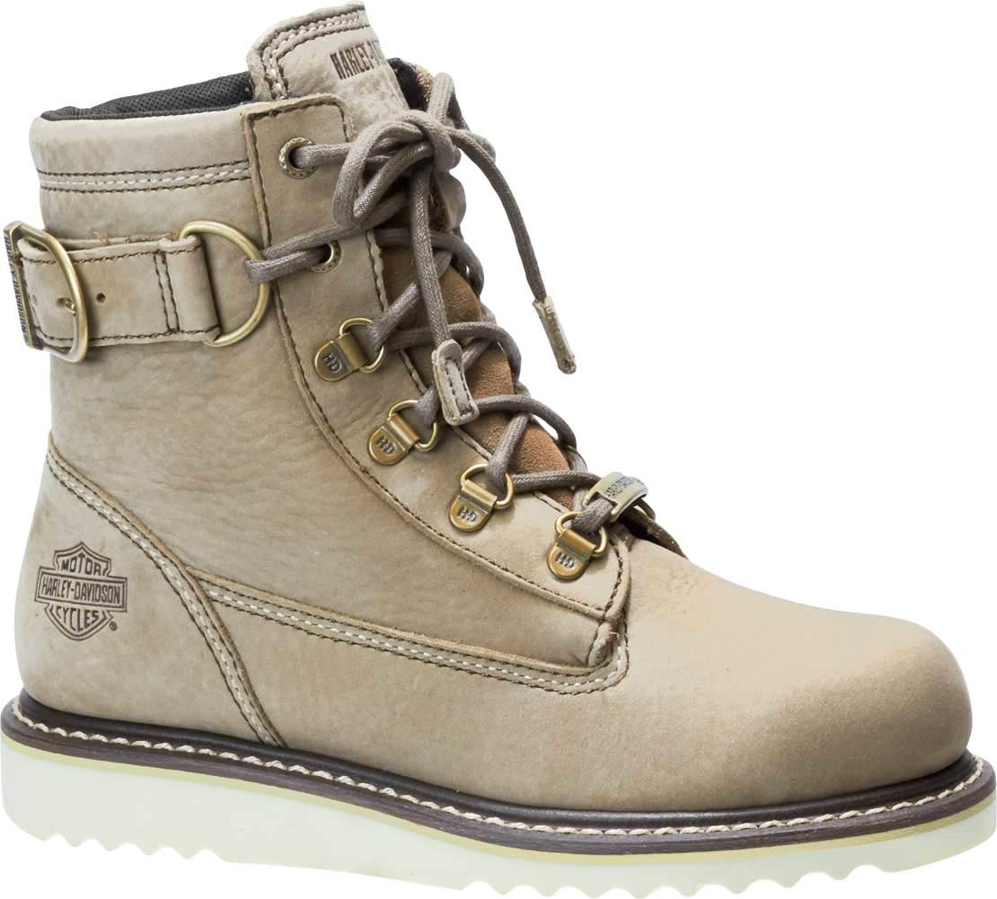Jacē -Harley-Davidson Womens Marconi Leather Motorcycle Casual Wedge Boot Brown 7